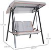 Outsunny Hollywoodschaukel mit Verstellbarem Dach, Kissen, 2-Sitzer, Verstellbares Dach, Schaukelbank, 1 tlg, Gartenschaukel, bis 220 kg Belastbar, für Garten, Balkon, Grau, 145 x 116 x 172 cm Bild 2