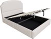 Merax Doppelbett, Polsterbett 140*200cm, Ausgestattet mit hydraulischer Staufunktionund Stauraum, Hochwertiger gestreifter Stoff, Weiß mit kaffeefarbenen Streifen Bild 5