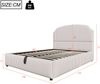 Merax Doppelbett, Polsterbett 140*200cm, Ausgestattet mit hydraulischer Staufunktionund Stauraum, Hochwertiger gestreifter Stoff, Weiß mit kaffeefarbenen Streifen Bild 4