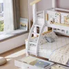 Etagenbett mit 2 Liegeflächen und Stauraum, (90x200cm/120x200cm, mit Schubladen und Regal), Kinderbett mit Rausfallschutz, Hausbett, Kiefer Bild 4