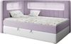 Boxspringbett mit LED, Einzelbett mit Bettkasten und Topper - JUNIOR GOLD 3 - 90x200 cm - Violet und Weiß - Linke Seite Bild 2