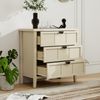 Beistellschrank, Dreischubladenschrank mit Liniengravur, Holz, Natur, 80×40×80 cm Bild 4