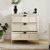Beistellschrank, Dreischubladenschrank mit Liniengravur, Holz, Natur, 80×40×80 cm Bild 2