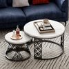 2er-Set Couchtisch nestbar 70x70x45 + 45x45x37 cm, Marmor-Furnier, Metallrahmen, Kontrastdesign Bild 4