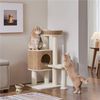 Yaheetech Kratzbaum 75/91 cm (H), Katzenbaum mit Liegeplatz & Katzenhaus & Plüschball, Rattan-Optik Bild 2