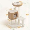 Yaheetech Kratzbaum 75/91 cm (H), Katzenbaum mit Liegeplatz & Katzenhaus & Plüschball, Rattan-Optik Bild 3