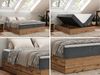 Polsterbett mit Bettkasten, Boxspringbett ohne Kopfteil WOOD ZERO, 7-Zonen Multipocket-Matratze und Topper, modernes Bett für Schlafzimmer - Grau Cordstoff - 200 x 200 cm - H3 Bild 2