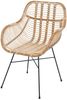 Esszimmerstuhl HWC-P17, Küchenstuhl Korbstuhl Rattansessel Rattanstuhl Stuhl, Kubu Rattan Metall ~ Polster grün Bild 5