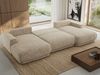 XXL Wohnlandschaft RINA U-Form 360 cm breit, Sofa mit Schlaffunktion & DL-Mechanismus, Wellenfederung, modern freistehend - Beige Schenille grob gewebt Bild 4