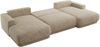 XXL Wohnlandschaft RINA U-Form 360 cm breit, Sofa mit Schlaffunktion & DL-Mechanismus, Wellenfederung, modern freistehend - Beige Schenille grob gewebt Bild 5