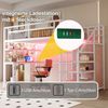 Novelux Metall Hochbett 140x200 cm mit Schreibtisch, Kleiderschrank & LED-Steckdose – Eisenbett Weiß, Treppe mit Stauraum, Multifunktionales Jugendbett Bild 4