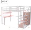 Novelux Metall Hochbett 140x200 cm mit Schreibtisch, Kleiderschrank & LED-Steckdose – Eisenbett Weiß, Treppe mit Stauraum, Multifunktionales Jugendbett Bild 2