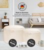 mokebo Pouf Der Flauschige (rund und aus Kunstfell), kuscheliger Sitz-Hocker, Fußhocker oder Hocker in Felloptik in Beige Bild 2