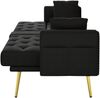 Sofa B 175 x T 80 x H 73,5 cm – verstellbares Schlafsofa, schwarzer Samt, goldfarbene Metallbeine Bild 4