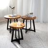 Runder Massivholz Beistelltisch BAGIAN 60cm Teak natural schwarz Metall Baumscheibe Bild 4