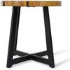 Runder Massivholz Beistelltisch BAGIAN 60cm Teak natural schwarz Metall Baumscheibe Bild 3