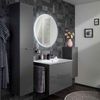 FACKELMANN LUNA Waschtisch Set mit Spiegel 80 cm breit, Anthrazit, Waschbecken Glas Weiß + Waschbeckenbeleuchtung Bild 2