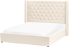 Bett mit Stauraum LUBBON 160 x 200 cm Samtstoff Cremeweiß Bild 5