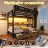 Merax Etagenbett, Metallbett 90x200cm mit Schubladen LED-Beleuchtung Aufbewahrungskorb, Schwarz Bild 5