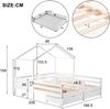 Kinderbett 90x200 cm Haus-Doppelbett mit Mittelzaun & 2 Schubladen, Kiefer/MDF, weiß, Schutzgitter Bild 4