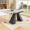 Verlängerbarer Esstisch 99–159 cm, Schwarz & Grau, Carbonstahl-Beine, höhenverstellbar, flexibles Metallschienensystem, rutschfeste Füße, 77cmx99-159cmx74cm Bild 2