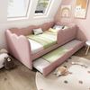 Polsterbett 90x190 cm mit Ausziehbett, Samt in Rosa, Lattenrost inklusive, ohne Matratze Bild 4
