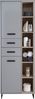 Hochschrank >Tunis< 2 Türen, 2 Schübe, grau matt / sonoma eiche - 65x185x38cm (BxHxT) Bild 3