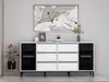 Vente-unique - MOLINIA Sideboard Holz, PlatteGlas SchwarzWeiß - B 45 cm x H 85 cm x L 180 cm Bild 5