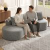 4-Sitzer Sofa B 240 x T 109 x H 60 cm aus Leinenstoff in Hellgrau mit Becherhaltern Bild 3