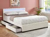 Vente-unique - Bett mit Bettkasten & LED-Beleuchtung - Kunstleder - 140 x 190 cm - Weiß - ALOIS Bild 2