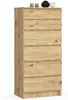Home Collective Kommode 60 cm breit Holz Highboard Sideboard für Flur Schlafzimmer Wohnzimmer (Kommode Schlafzimmer Kommode mit Schubladen Holz Schrank), Kinderzimmer Organizer, 130 cm hoch mit 6 Schubladen Artisan Eiche Bild 4