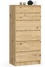 Home Collective Kommode 60 cm breit Holz Highboard Sideboard für Flur Schlafzimmer Wohnzimmer (Kommode Schlafzimmer Kommode mit Schubladen Holz Schrank), Kinderzimmer Organizer, 130 cm hoch mit 6 Schubladen Artisan Eiche Bild 5