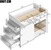 Merax Glas-Sideboard, Schminktisch, Mehrfach-Aufbewahrungsschrank mit 5 Schubladen, Facheinteilung, ausgestattet mit Lenkrollen, Weiß Bild 4