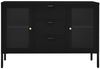 Sideboard, Kommode Schwarz 105x35x70 cm Stahl und Hartglas j2523p Bild 3