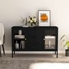 Sideboard, Kommode Schwarz 105x35x70 cm Stahl und Hartglas j2523p Bild 2