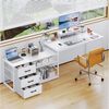 Furnicopia Eckschreibtisch 140cm mit Monitorarm, Computertisch mit drehbarer Tischplatte (Flexibel und schwenkbar, mit Steckdosen (2 Steckdosen + 2 USB-Anschlüsse), 3 großen Schubladen, 2 Ablageflächen) Bild 3
