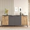 Dmora Kommode Bratislava, Wohnzimmerbuffet, Wohnzimmer-Sideboard, Moderne Küchen-Speisekammer, 160x40 h72 cm, Eiche und Anthrazit Bild 2