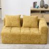 Sofa 158 x 90 x 60 cm in Gelb – 2-Sitzer aus Chenille mit Seitentaschen und Chaise-Lounge Bild 5