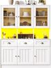 Küchenschrank(140×40×175cm), Hochschrank Küchenbuffet, Vitrinenschrank, Buffetschrank mit Verstellbaren Ablagen, Sideboard mit LED-Beleuchtung,Variable Lichtfarben, Weiß/Schwarz Bild 5