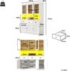 Küchenschrank(140×40×175cm), Hochschrank Küchenbuffet, Vitrinenschrank, Buffetschrank mit Verstellbaren Ablagen, Sideboard mit LED-Beleuchtung,Variable Lichtfarben, Weiß/Schwarz Bild 4