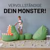Lumaland Sitzsack Kinder Monster 80x80x70 cm, weiches Sitzpolster, pflegeleichtes Material, leicht Bild 3