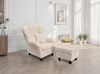 Ohrensessel mit Hocker Landhausstil Polster-TV-Lesesessel Cordstoff Beige Creme Bild 2