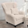 Ohrensessel mit Hocker Landhausstil Polster-TV-Lesesessel Cordstoff Beige Creme Bild 3