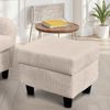 Ohrensessel mit Hocker Landhausstil Polster-TV-Lesesessel Cordstoff Beige Creme Bild 4