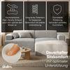 skølm 'Freki' Cloud Sofa 3 Sitzer mit Hocker, Vollschaumcouch mit Federkern und Vakuum-Kompression, kein Aufbau erforderlich, mit 2 Kissen, Cord grau Bild 2