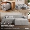 skølm 'Freki' Cloud Sofa 2 Sitzer mit Hocker, Vollschaumcouch mit Federkern und Vakuum-Kompression, kein Aufbau erforderlich, mit 2 Kissen, Cord grau Bild 3