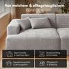 skølm 'Freki' Cloud Sofa 3 Sitzer mit Hocker, Vollschaumcouch mit Federkern und Vakuum-Kompression, kein Aufbau erforderlich, mit 2 Kissen, Cord grau Bild 5