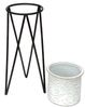 DanDiBo Blumenhocker mit Topf Metall Schwarz Weiß S 50 cm Blumenständer 96043 Blumensäule Modern Pflanzenständer Pflanzenhocker Bild 4