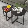 HOJINLINERO Couchtisch Set Rund Holz Metall Schwarz Industrial Design Bild 3