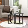 HOJINLINERO Couchtisch Set Rund Holz Metall Schwarz Industrial Design Bild 4